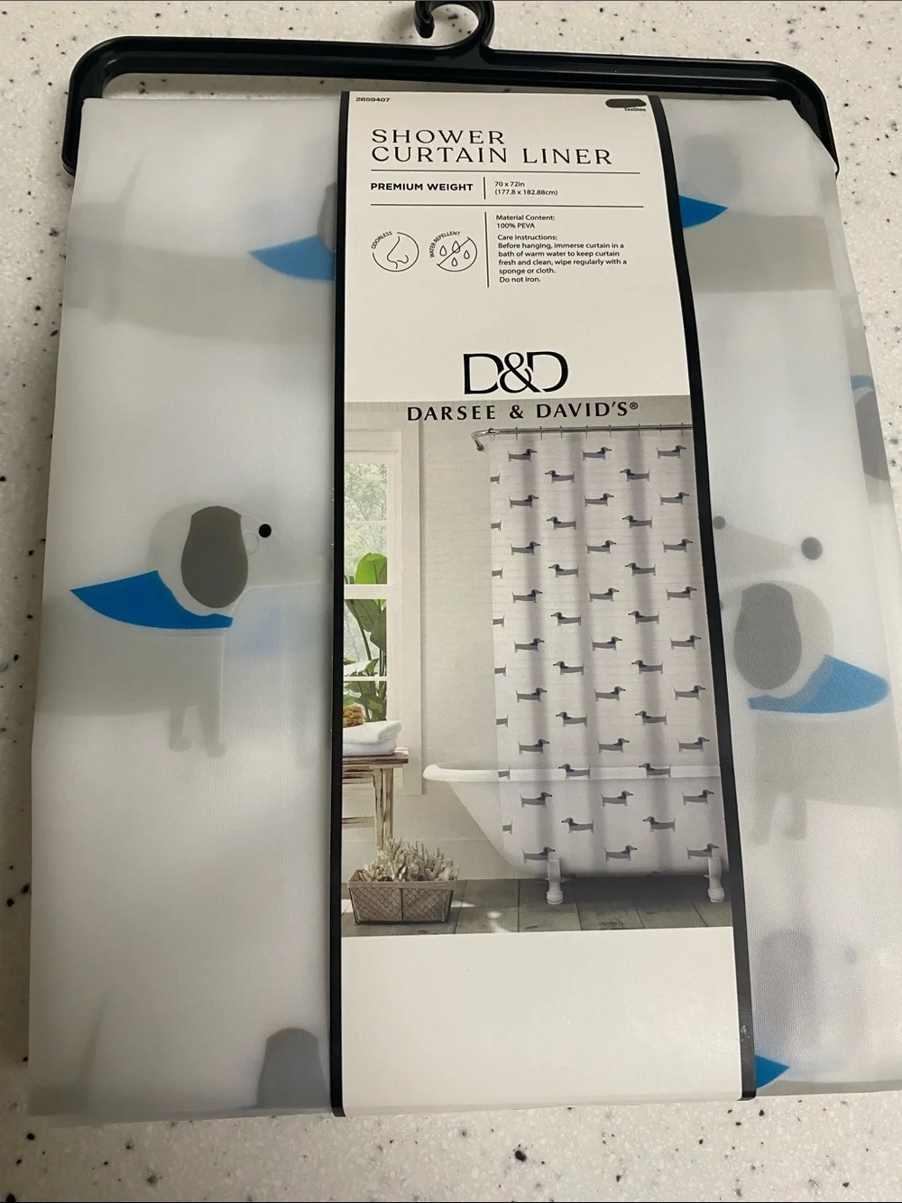 NWT.  Darsee & David’s, dachshund, shower curtain liner.